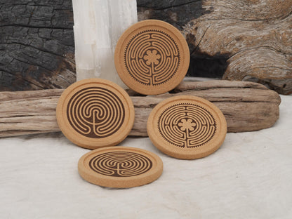 Labyrinth Cork Coaster Set (four 4&amp;quot; coasters) - Cretan | Chartres