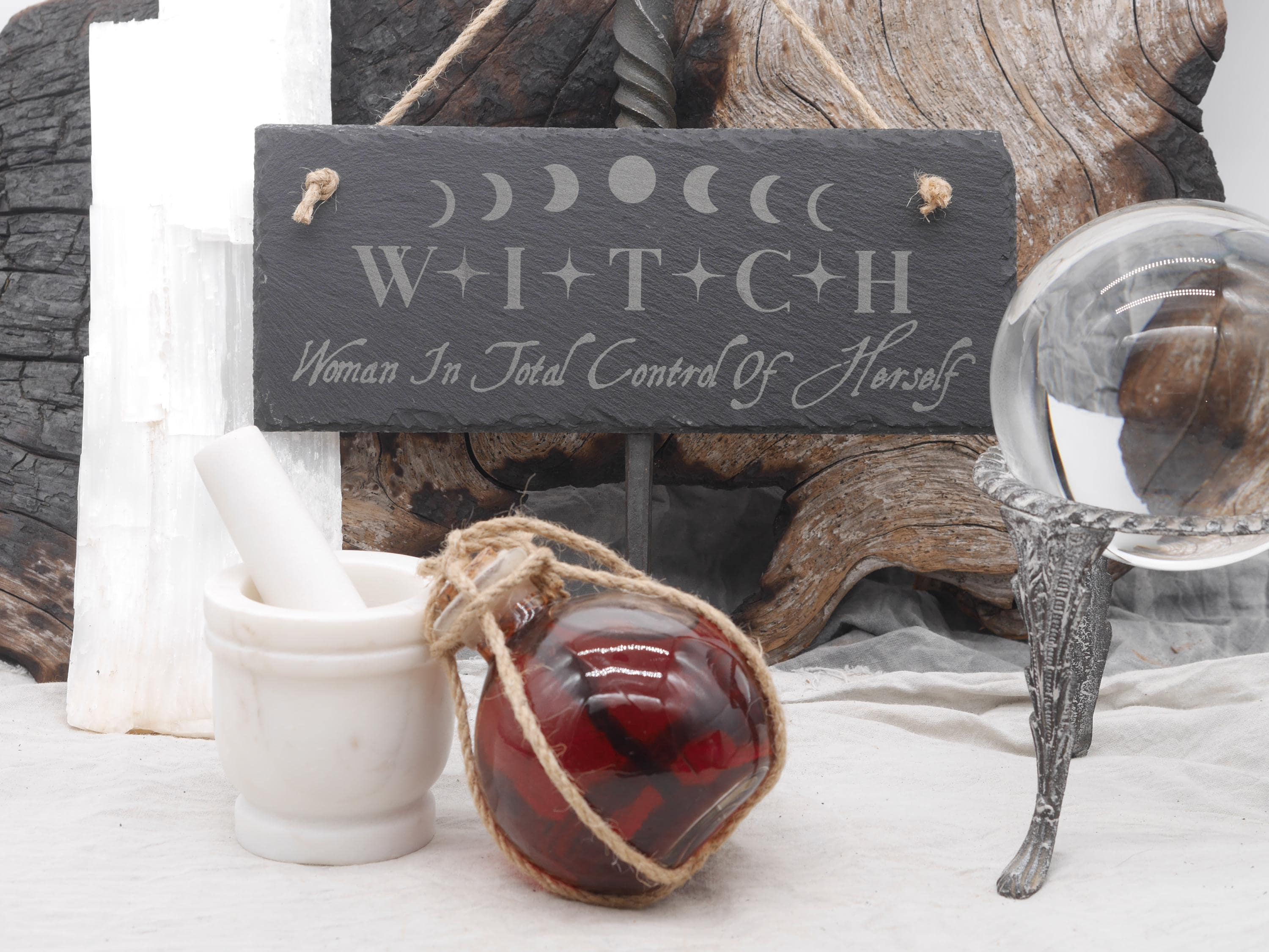 WITCH Woman In Total Control of Herself Slate Wall Hanging | Witches Decor - Pagan - Wicca