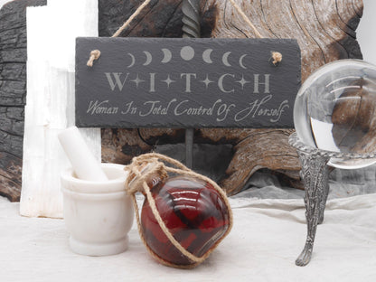 WITCH Woman In Total Control of Herself Slate Wall Hanging | Witches Decor - Pagan - Wicca