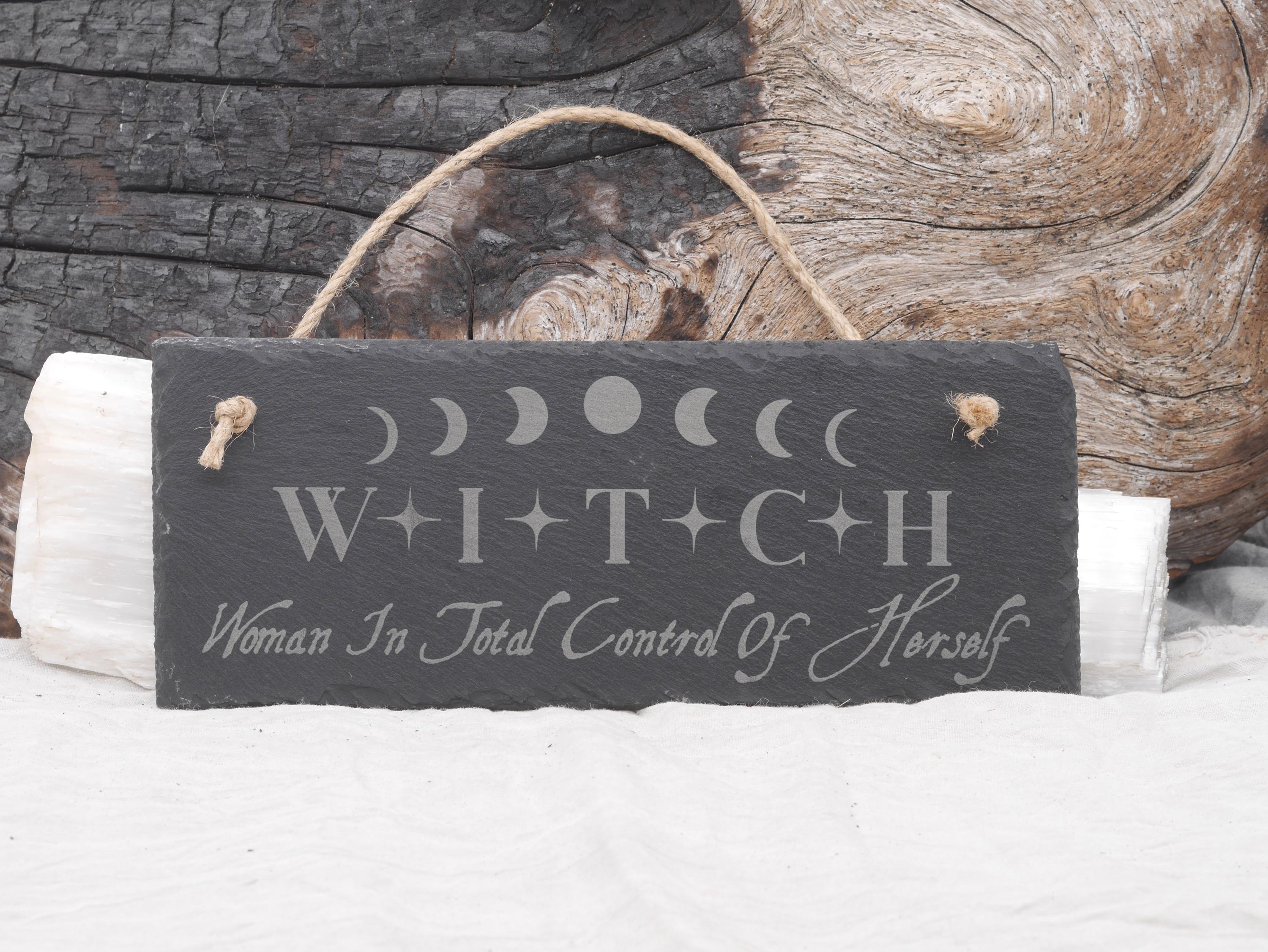 WITCH Woman In Total Control of Herself Slate Wall Hanging | Witches Decor - Pagan - Wicca