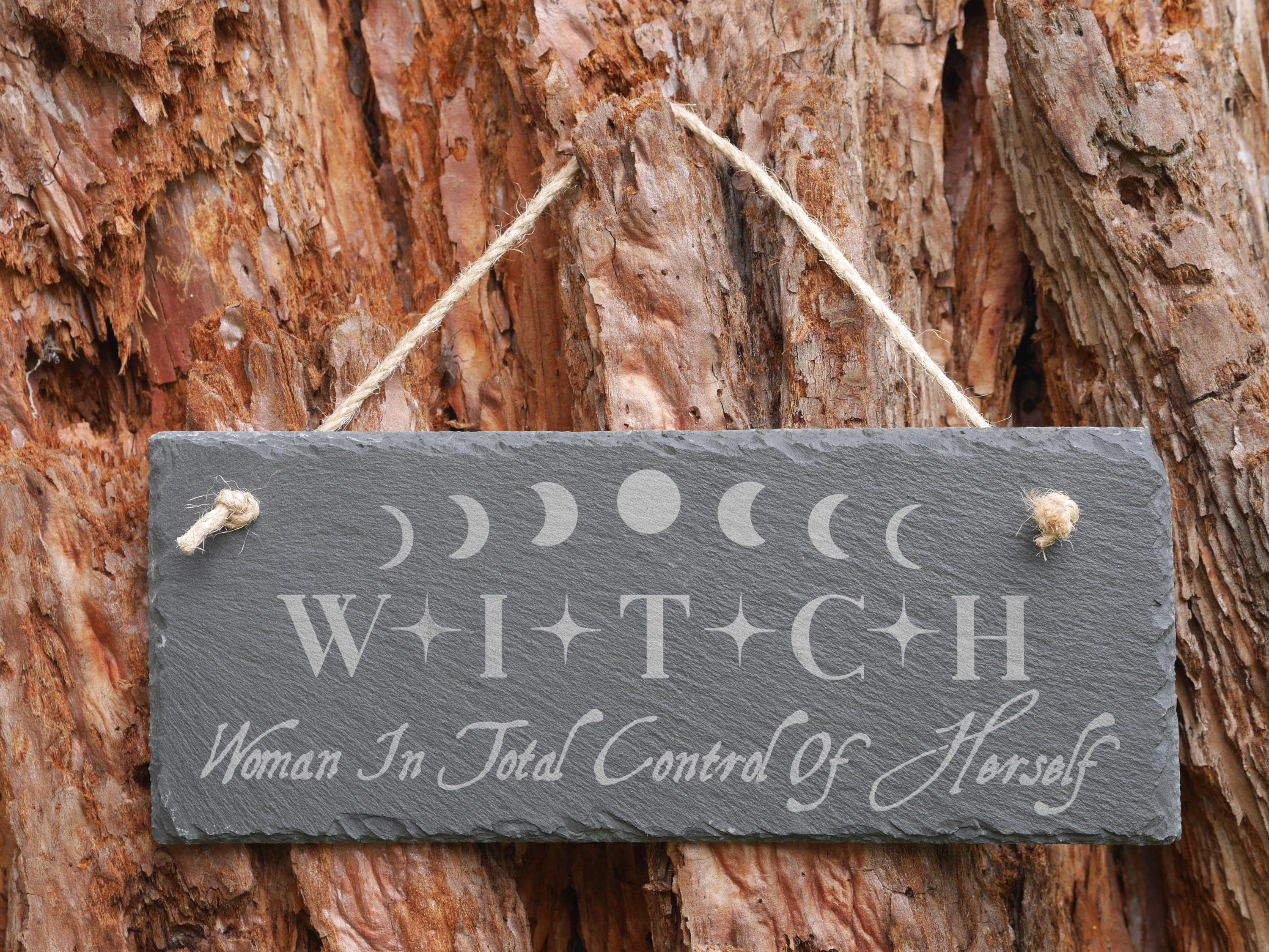WITCH Woman In Total Control of Herself Slate Wall Hanging | Witches Decor - Pagan - Wicca