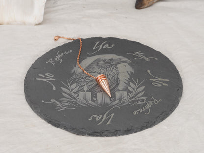 Raven Pendulum Board on Natural Slate - Divination - Magickal and Mysterious - Altar Tray