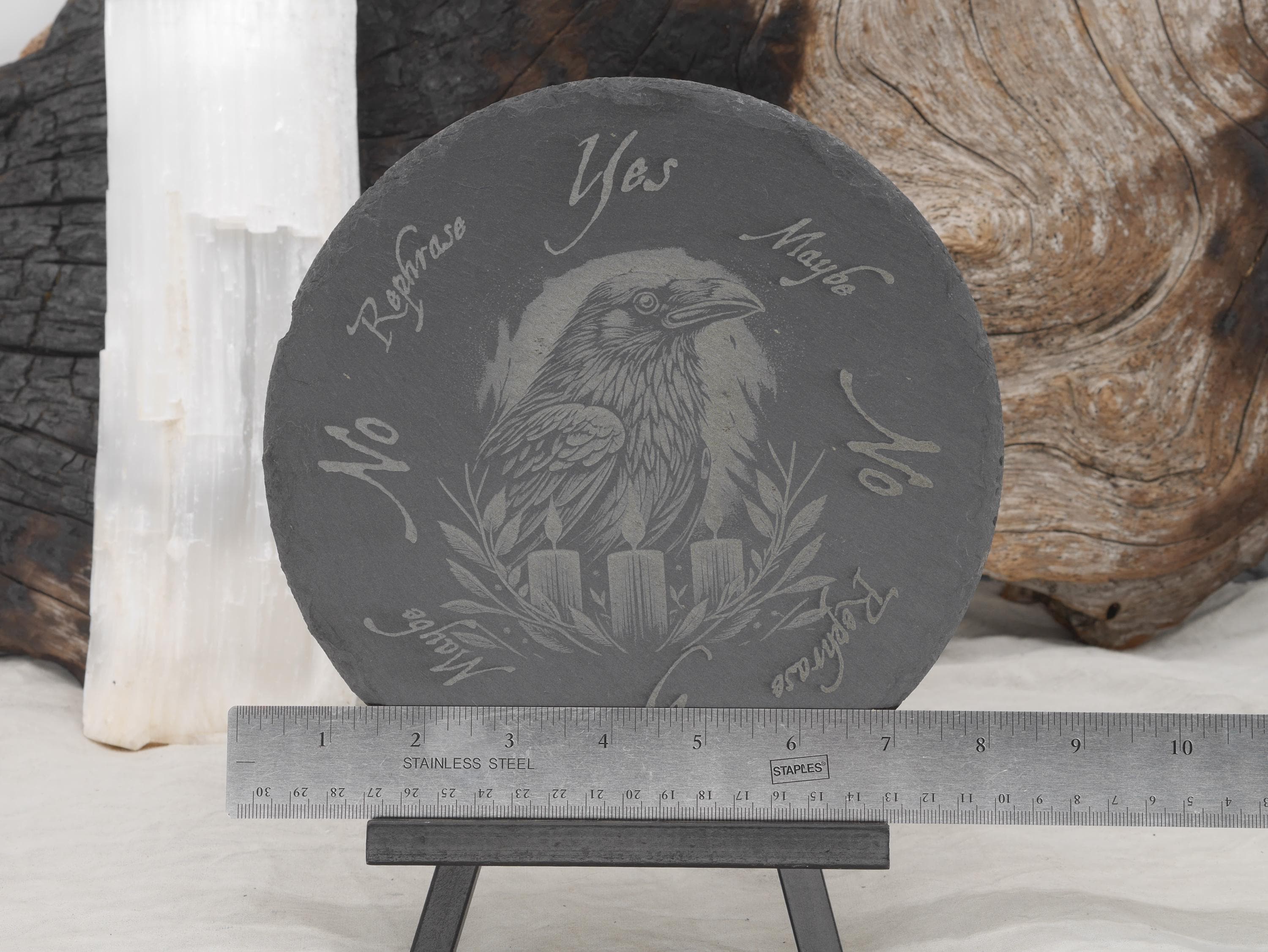 Raven Pendulum Board on Natural Slate - Divination - Magickal and Mysterious - Altar Tray