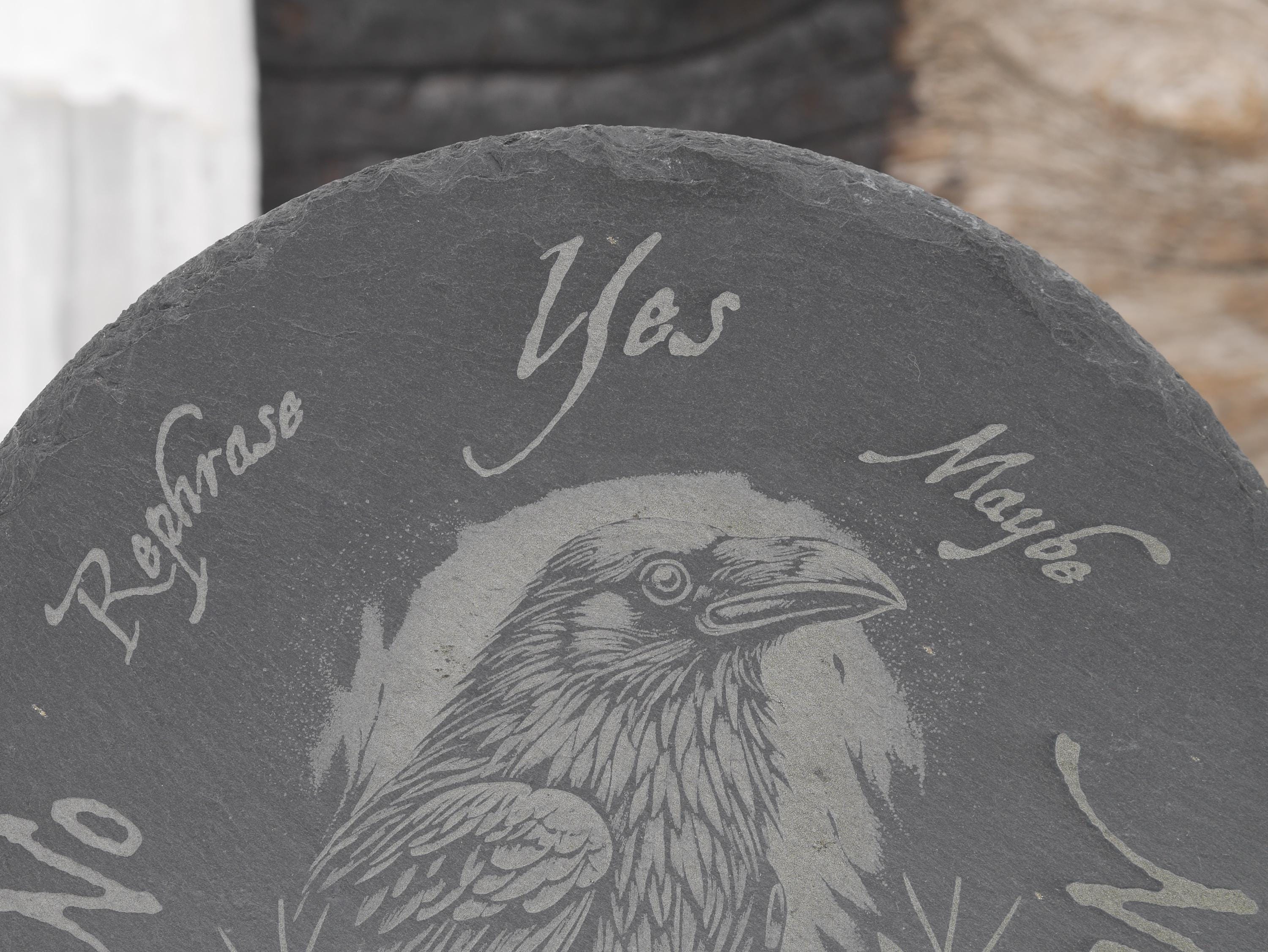 Raven Pendulum Board on Natural Slate - Divination - Magickal and Mysterious - Altar Tray