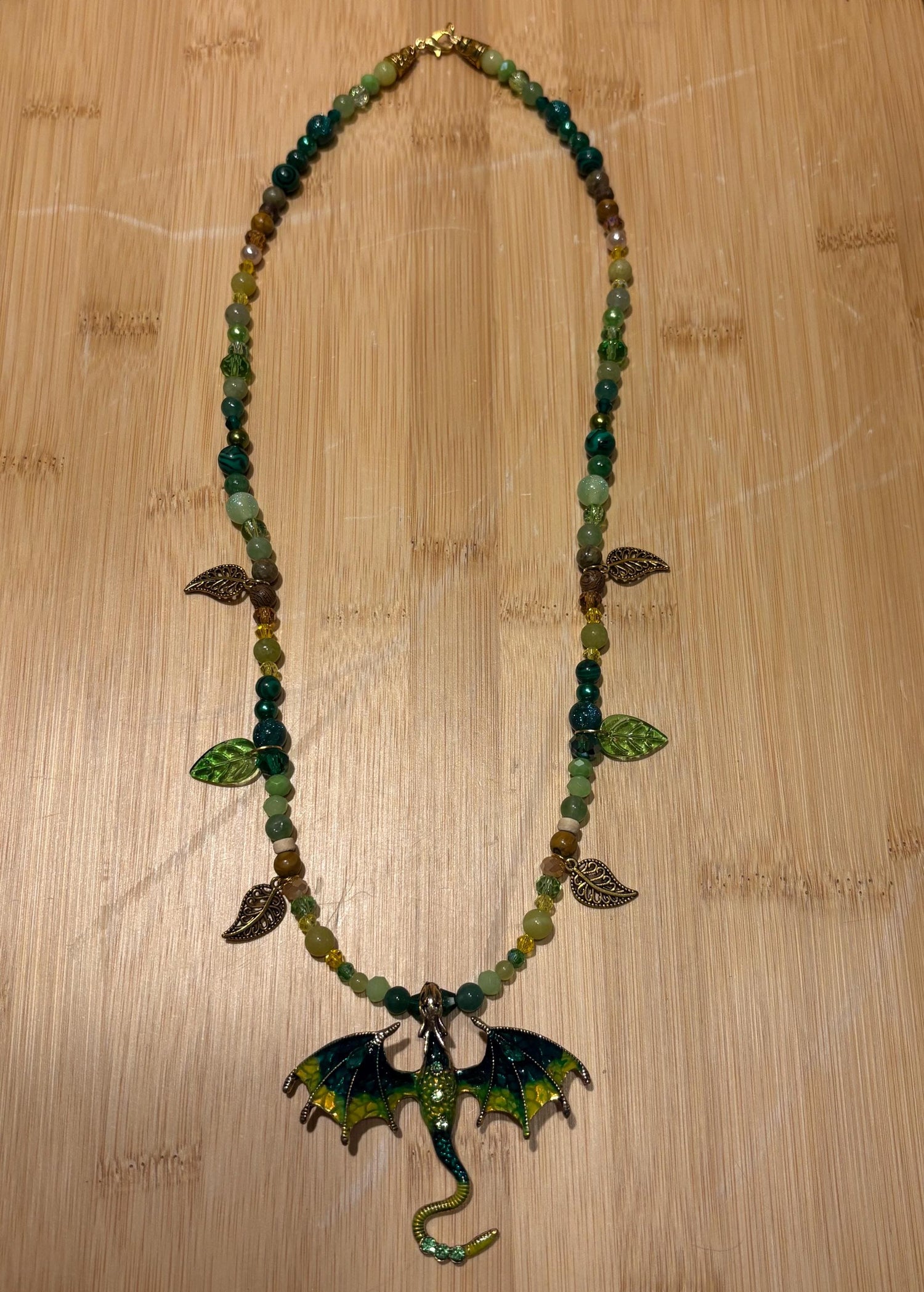 Enerald Canopy Dragon - Handmade Beaded Necklace