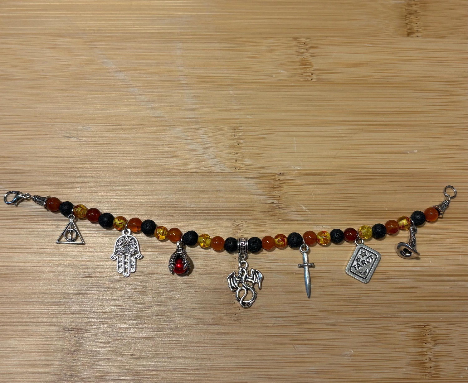 Fire Elemental - Handmade Beaded Charm Bracelet
