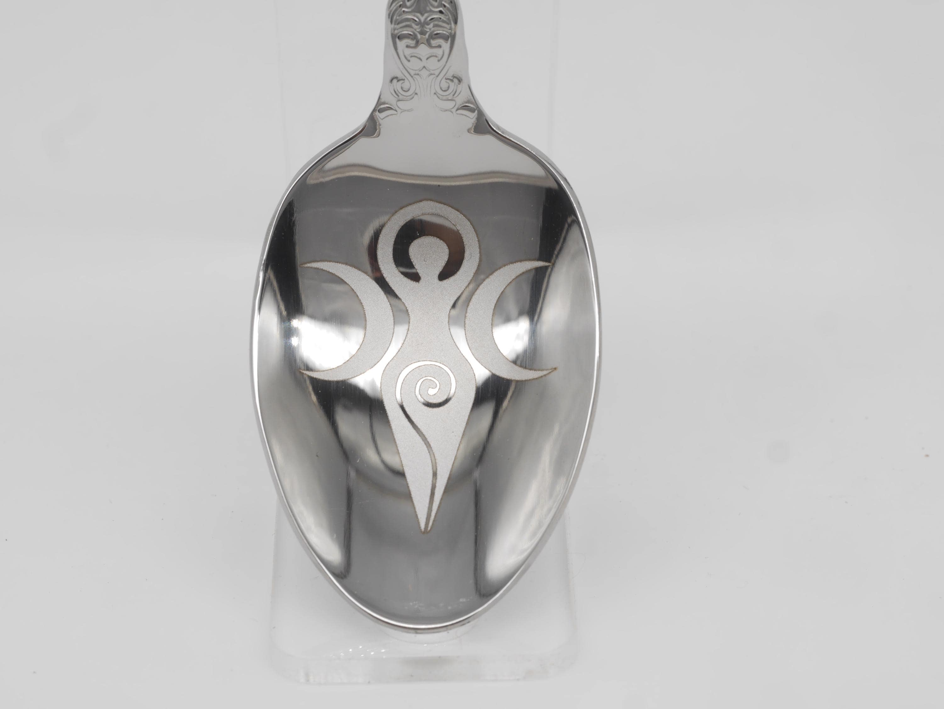 Triple Goddess Witches Teaspoon For Stirring In Intent - Engraved Stainless Steel