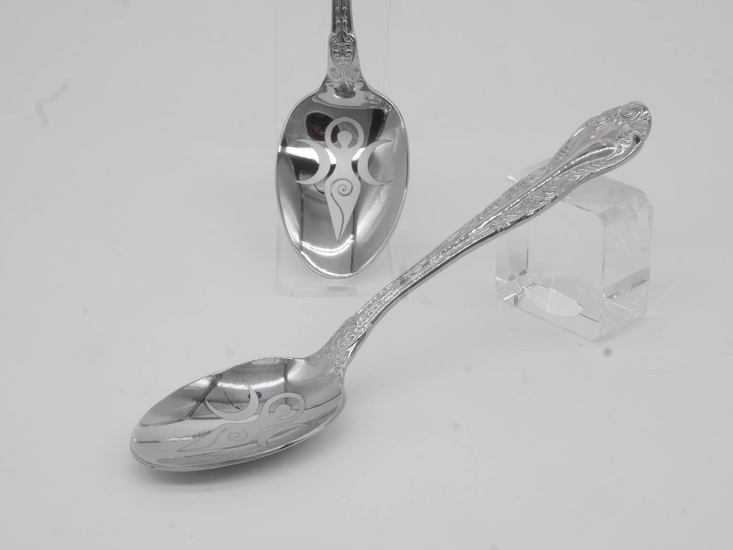 Triple Goddess Witches Teaspoon For Stirring In Intent - Engraved Stainless Steel
