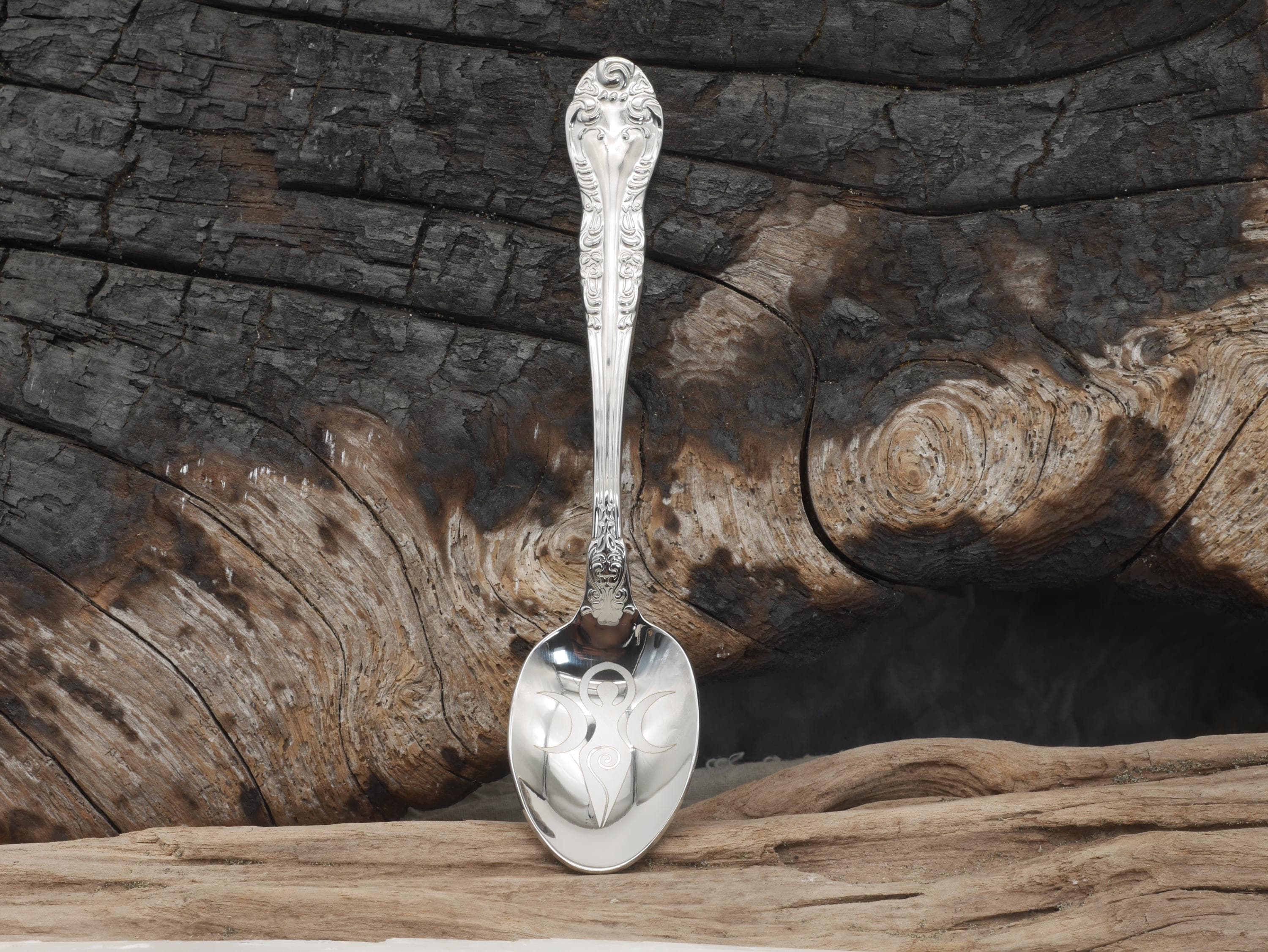 Triple Goddess Witches Teaspoon For Stirring In Intent - Engraved Stainless Steel