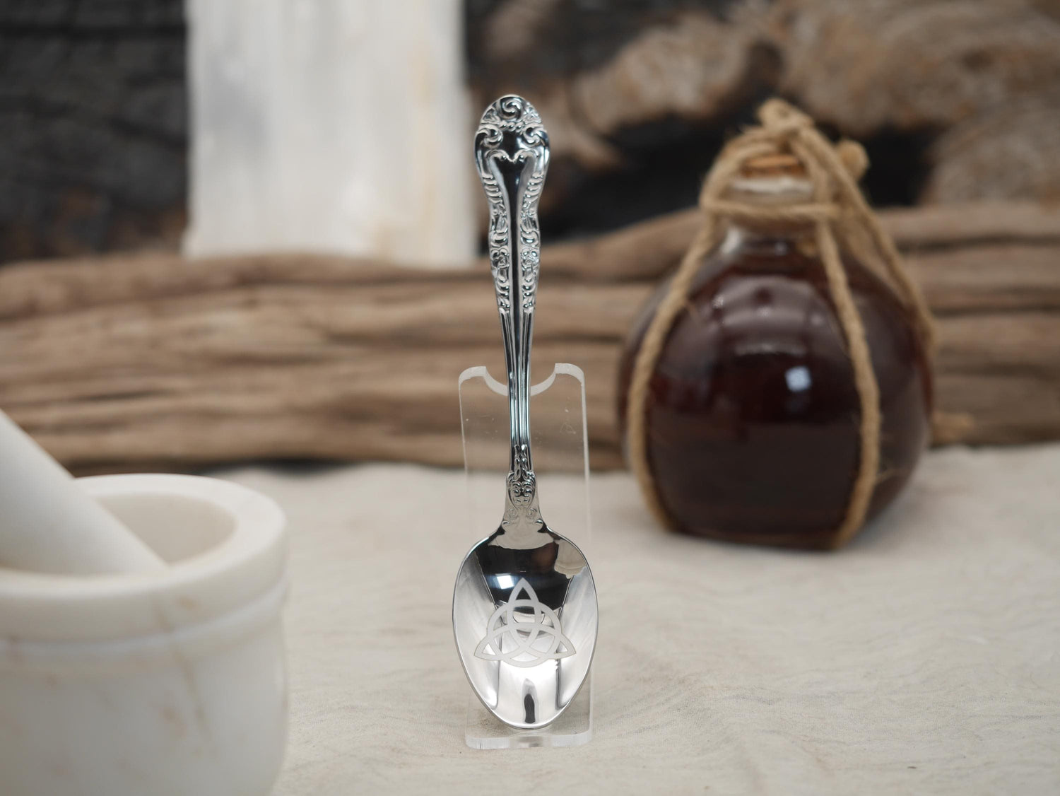 Triquetra Witches Teaspoon For Stirring In Intent - Engraved Stainless Steel