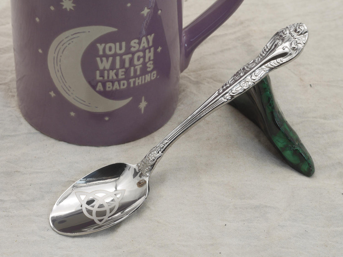 Triquetra Witches Teaspoon For Stirring In Intent - Engraved Stainless Steel