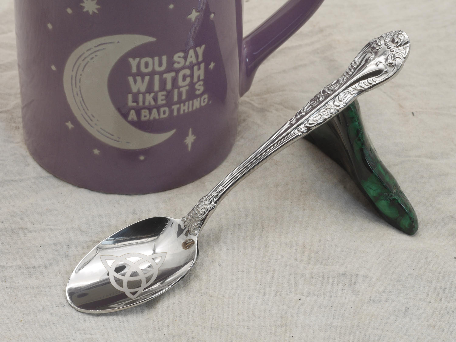 Triquetra Witches Teaspoon For Stirring In Intent - Engraved Stainless Steel