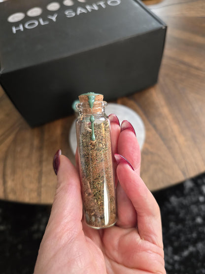 Handcrafted Money Spell Jar - Crystal Herb Blend, Home Altar Supplies