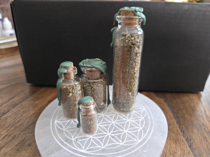 Handcrafted Money Spell Jar - Crystal Herb Blend, Home Altar Supplies