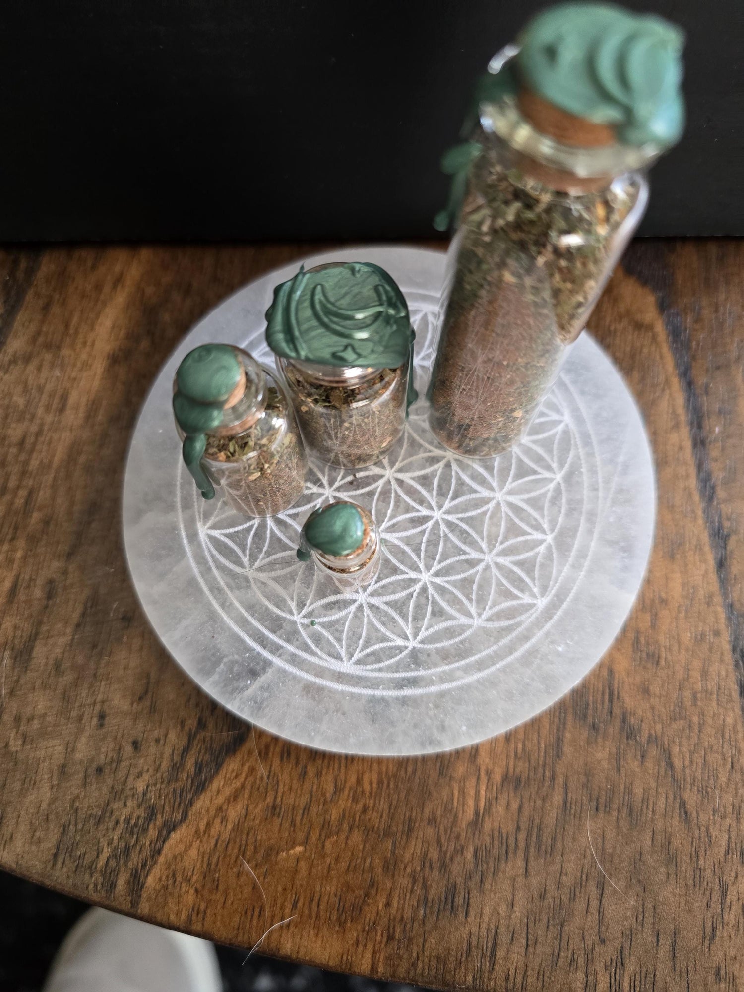 Handcrafted Money Spell Jar - Crystal Herb Blend, Home Altar Supplies