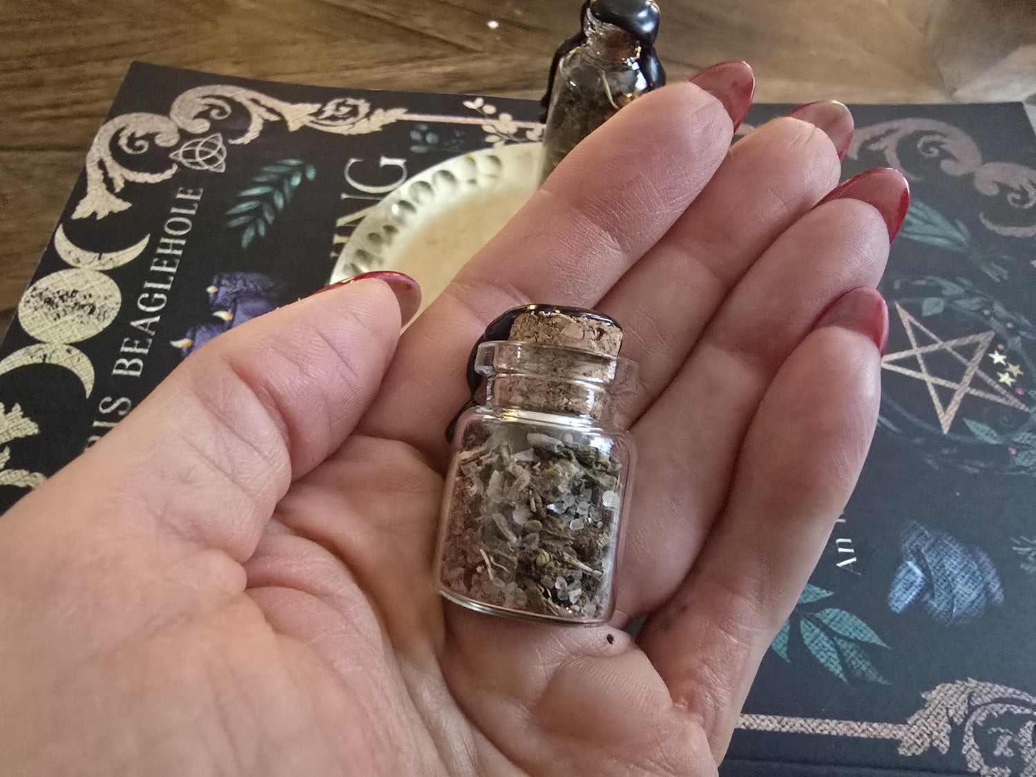 Handcrafted Money Spell Jar - Crystal Herb Blend, Home Altar Supplies
