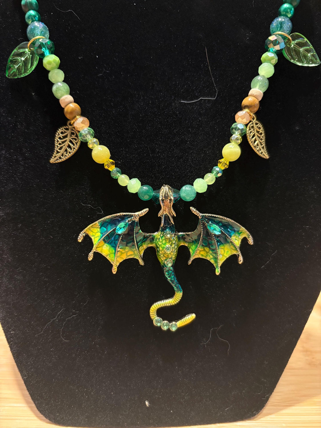 Enerald Canopy Dragon - Handmade Beaded Necklace