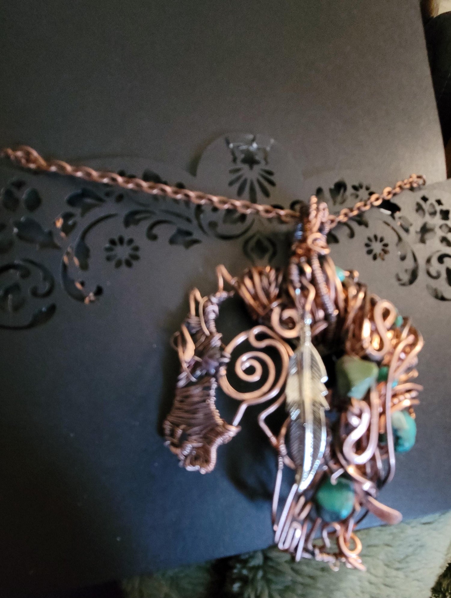 Copper silver mustang horse necklace,horse pendant,equestrian gifts for trainers,horse gifts women, Indian pony, turquoise unique, western