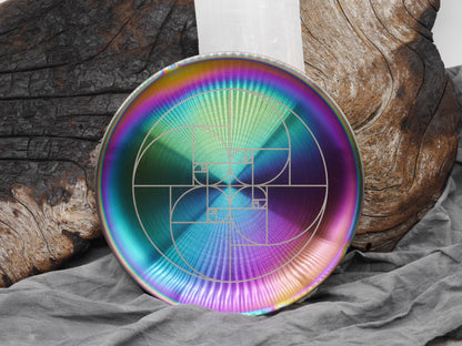 Fibonacci Sequence Rainbow Stainless Steel Altar Tray: Sacred Geometry