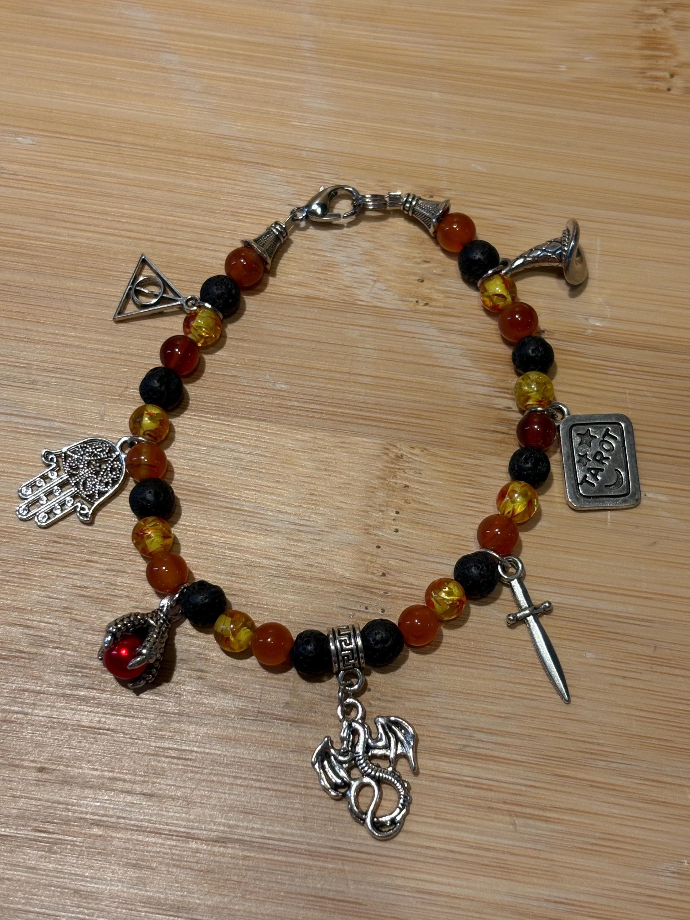 Fire Elemental - Handmade Beaded Charm Bracelet