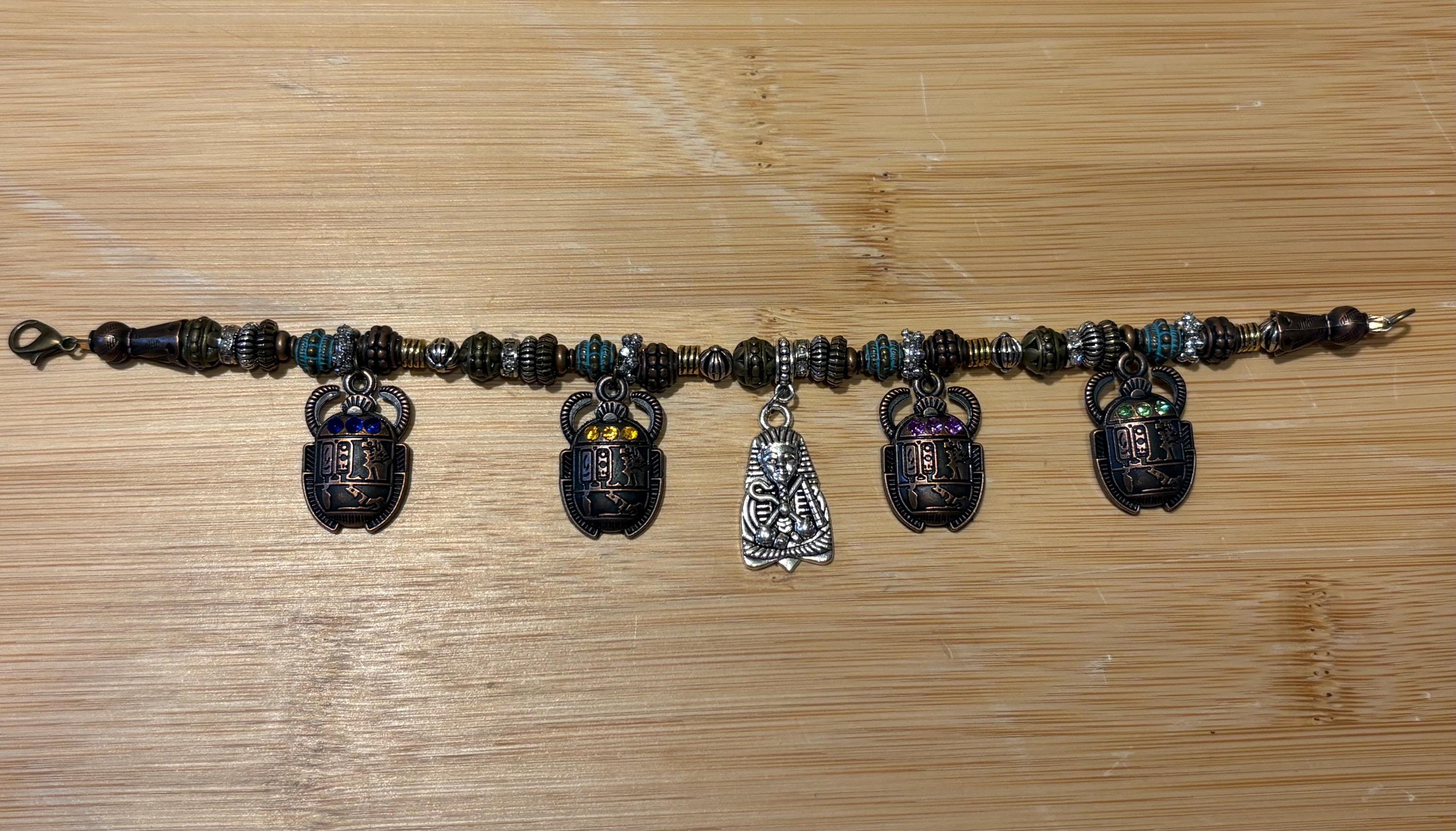 Imhotep - Handmade Beaded Charm Bracelet