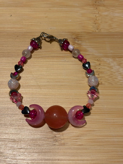 Pink Moon Power - Handmade Beaded Bracelet
