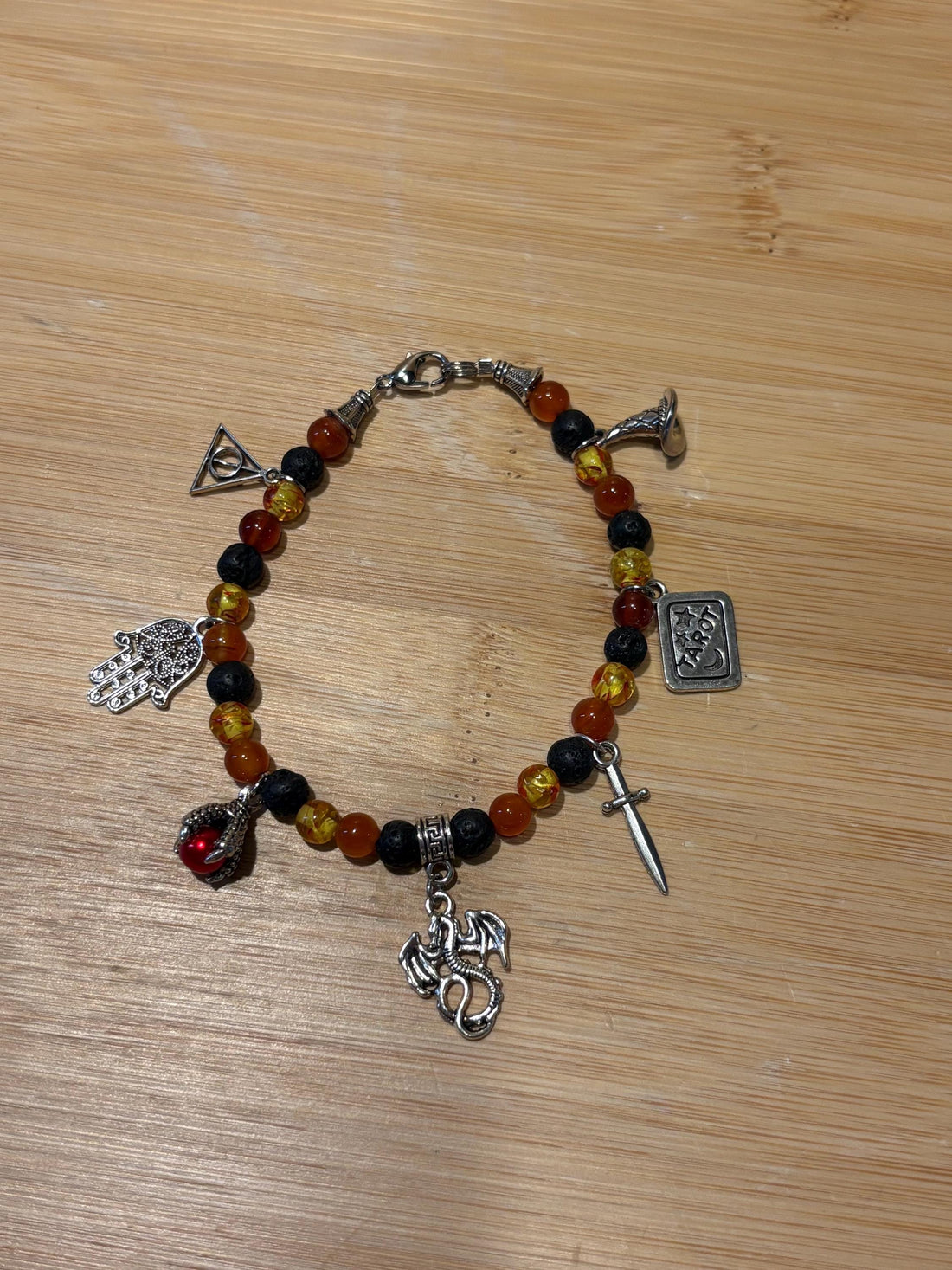 Fire Elemental - Handmade Beaded Charm Bracelet