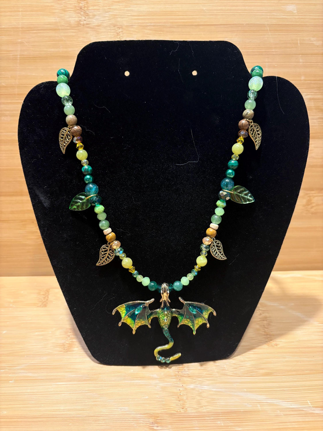 Enerald Canopy Dragon - Handmade Beaded Necklace