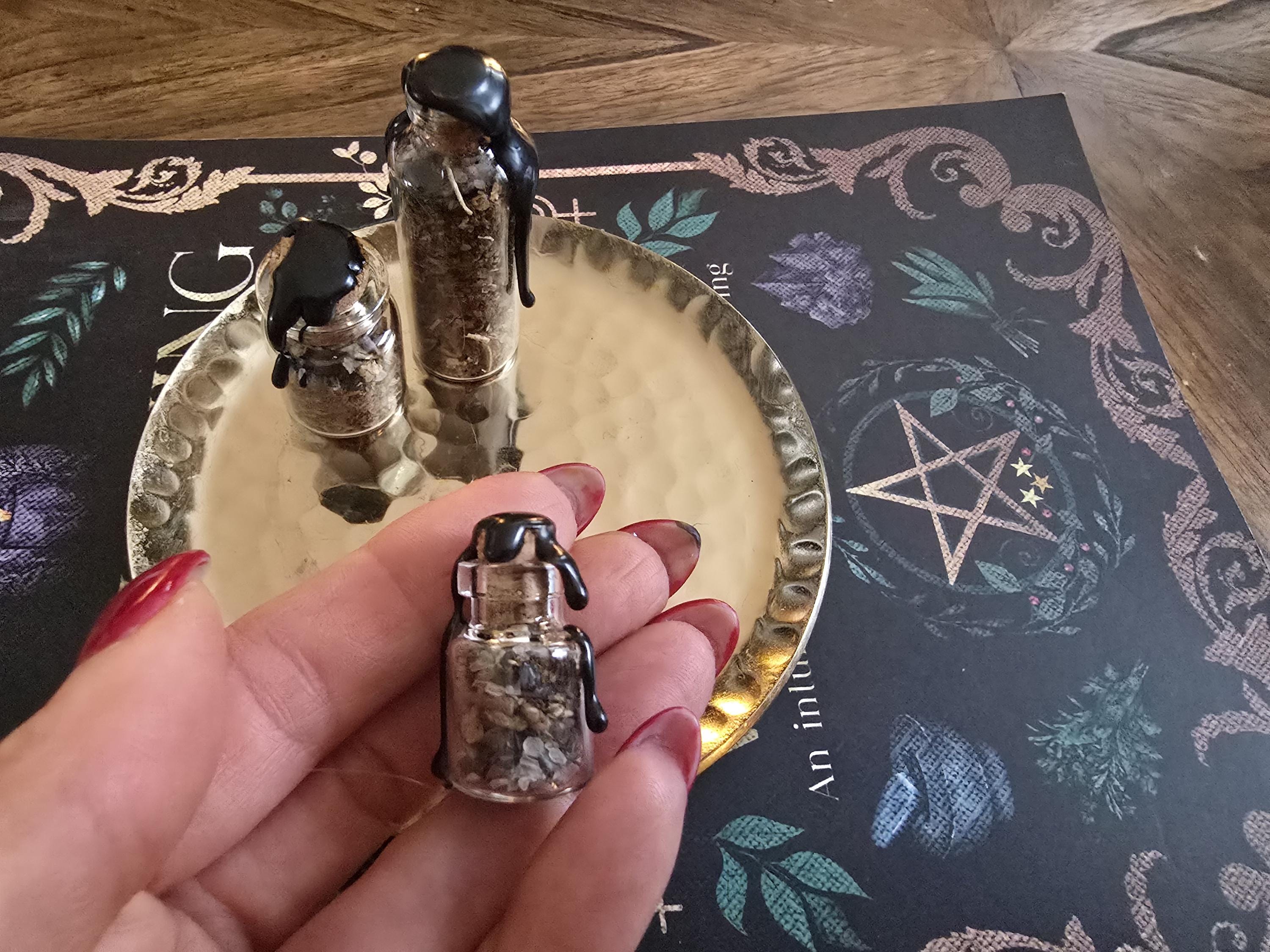 Handcrafted Money Spell Jar - Crystal Herb Blend, Home Altar Supplies