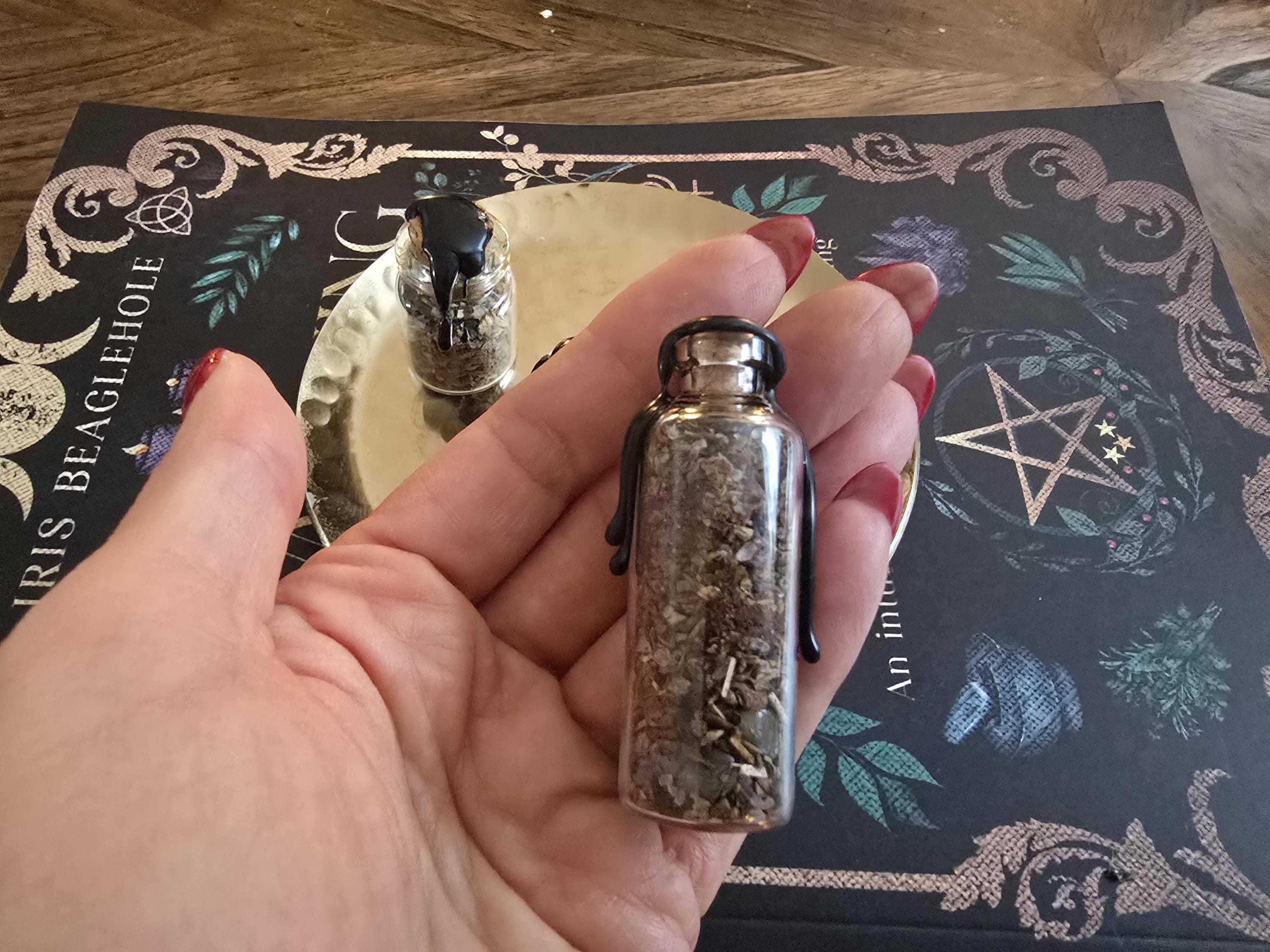 Handcrafted Money Spell Jar - Crystal Herb Blend, Home Altar Supplies