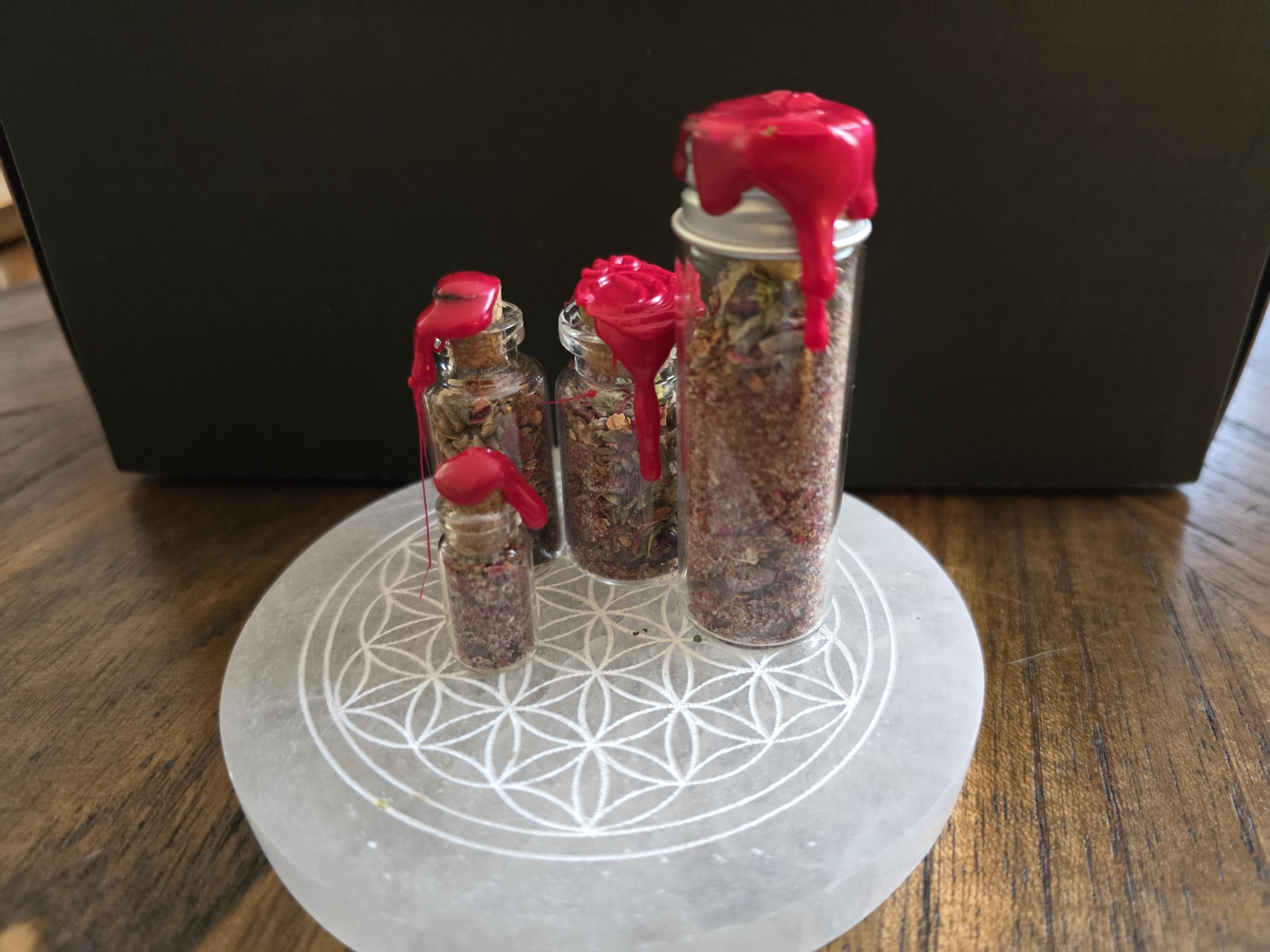Handcrafted Money Spell Jar - Crystal Herb Blend, Home Altar Supplies