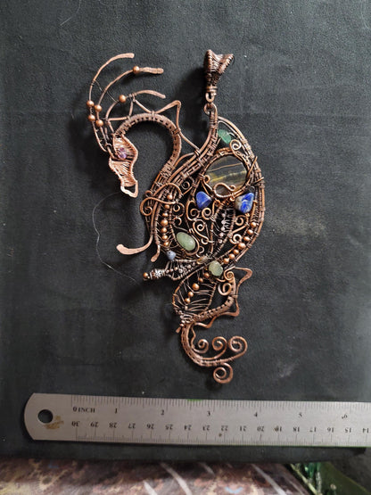 Dragon necklace, new age dragon lover gift, woman girl gift, fantasy necklace pagan, trendy boho necklace, spiritual gift, sister gift
