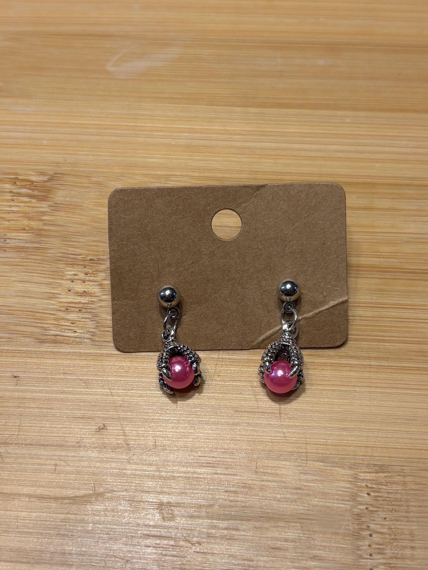 Pink Claw - Handmade Beaded Earrings