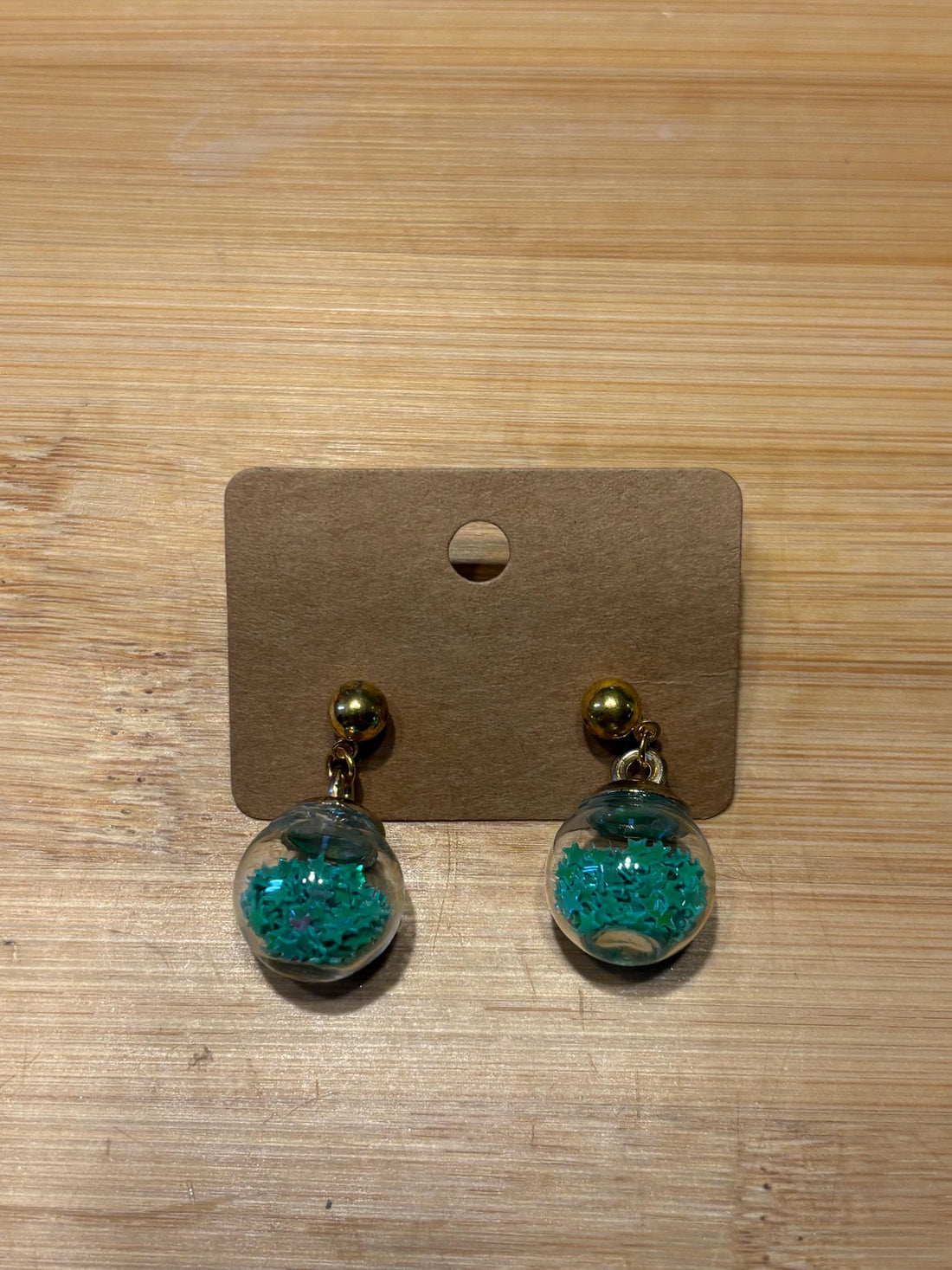 Teal Globes - Handmade Beaded Earrings