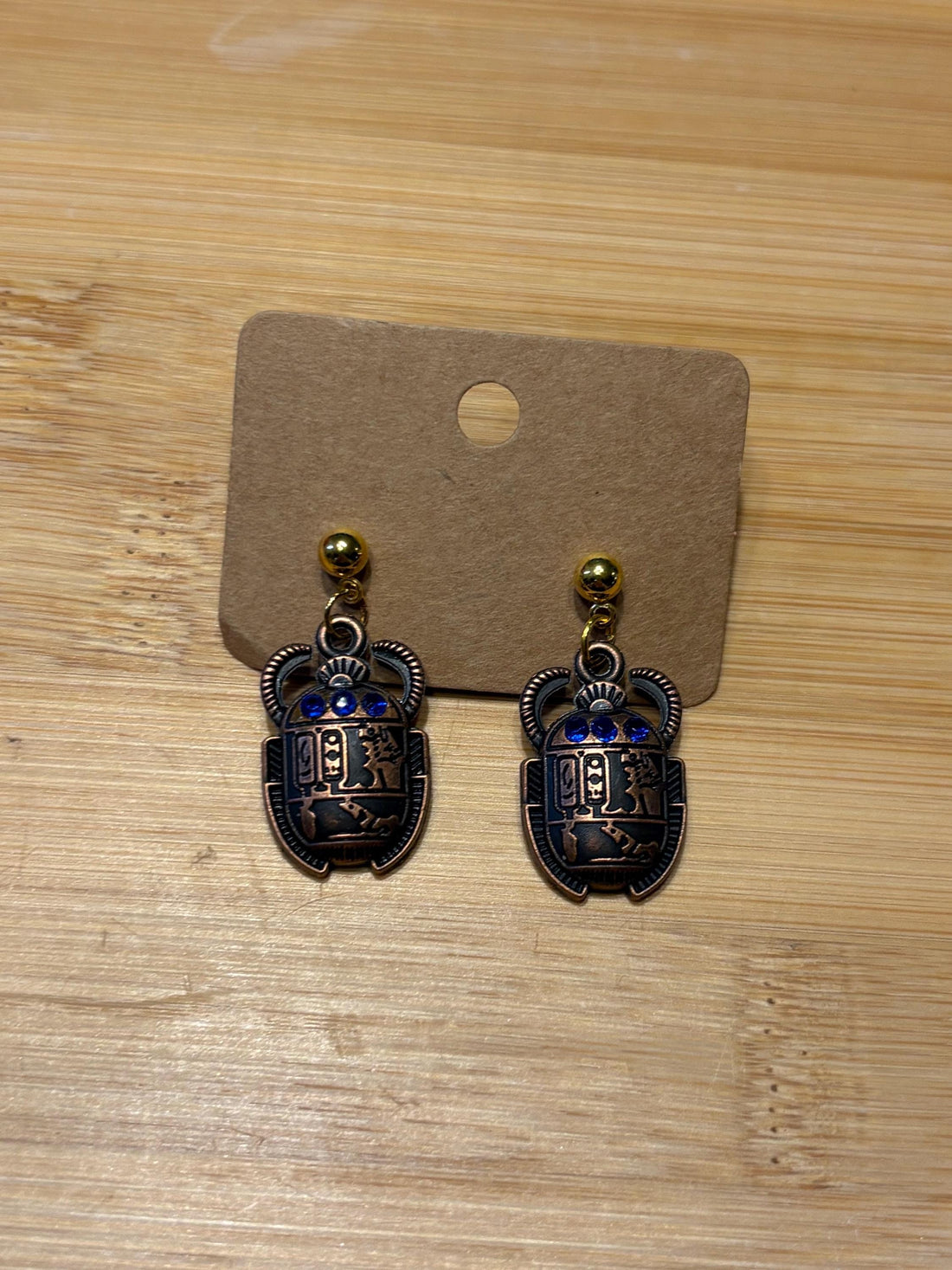 Blue Scarabs - Handmade Beaded Earrings