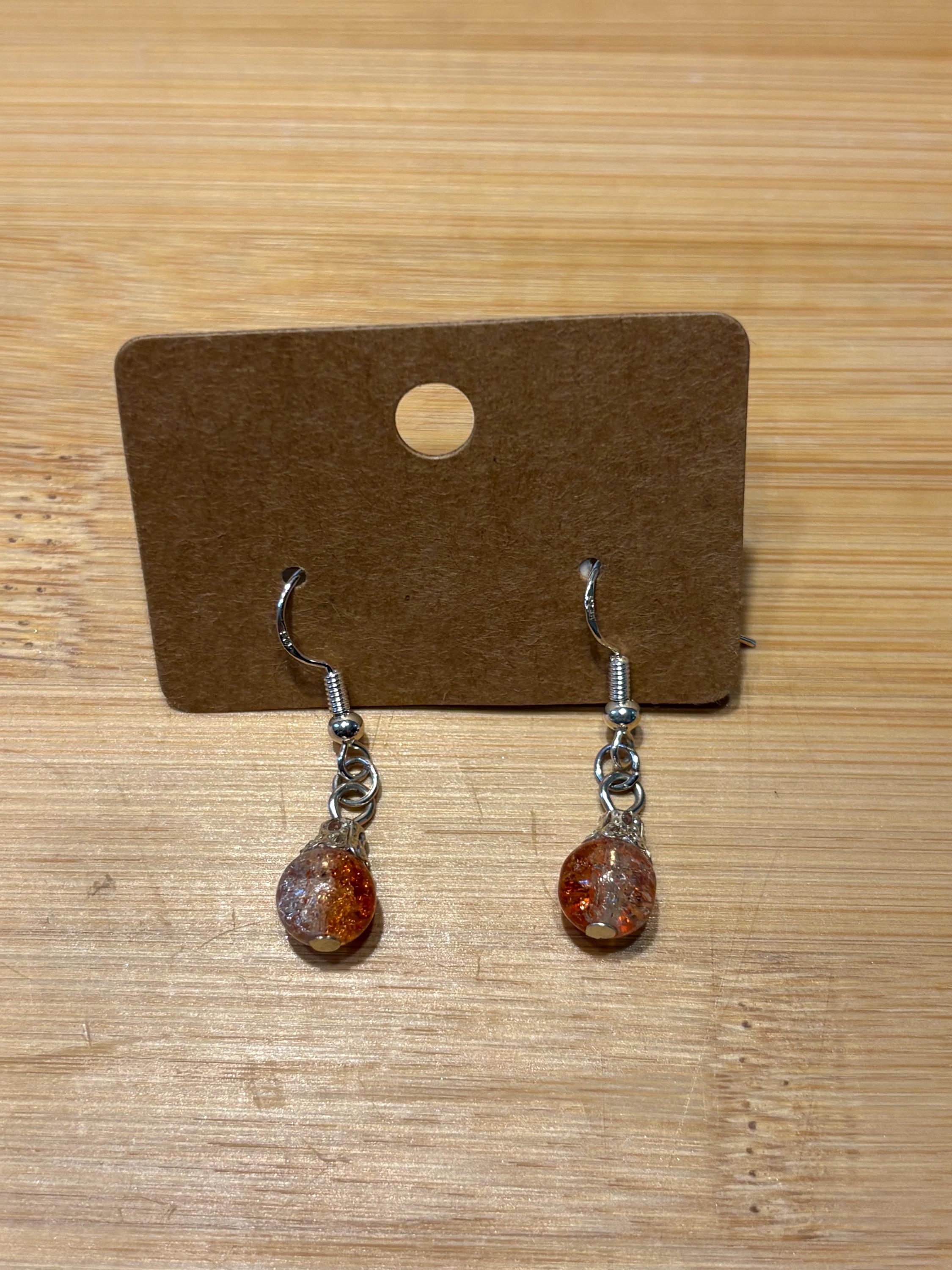 Orange Drops - Handmade Beaded Earrings