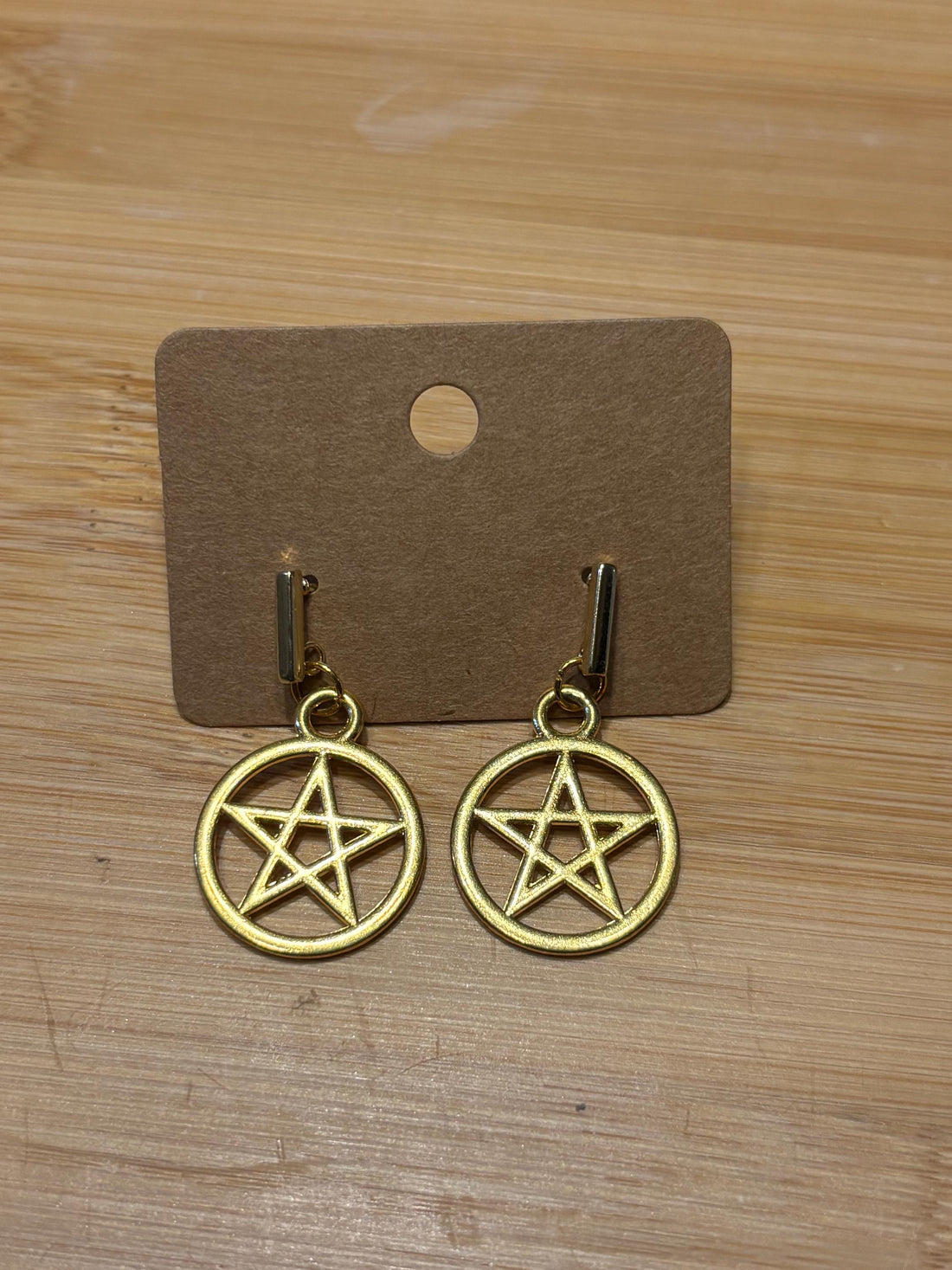 Golden Pentacles - Handmade Beaded Earrings