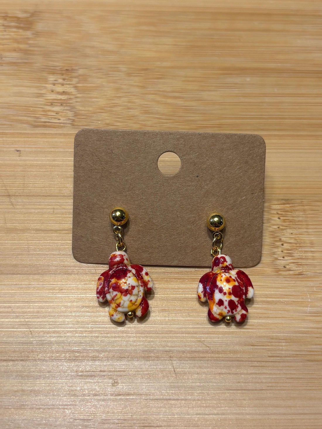 Red Turtle - Handmade Beaded Earrings