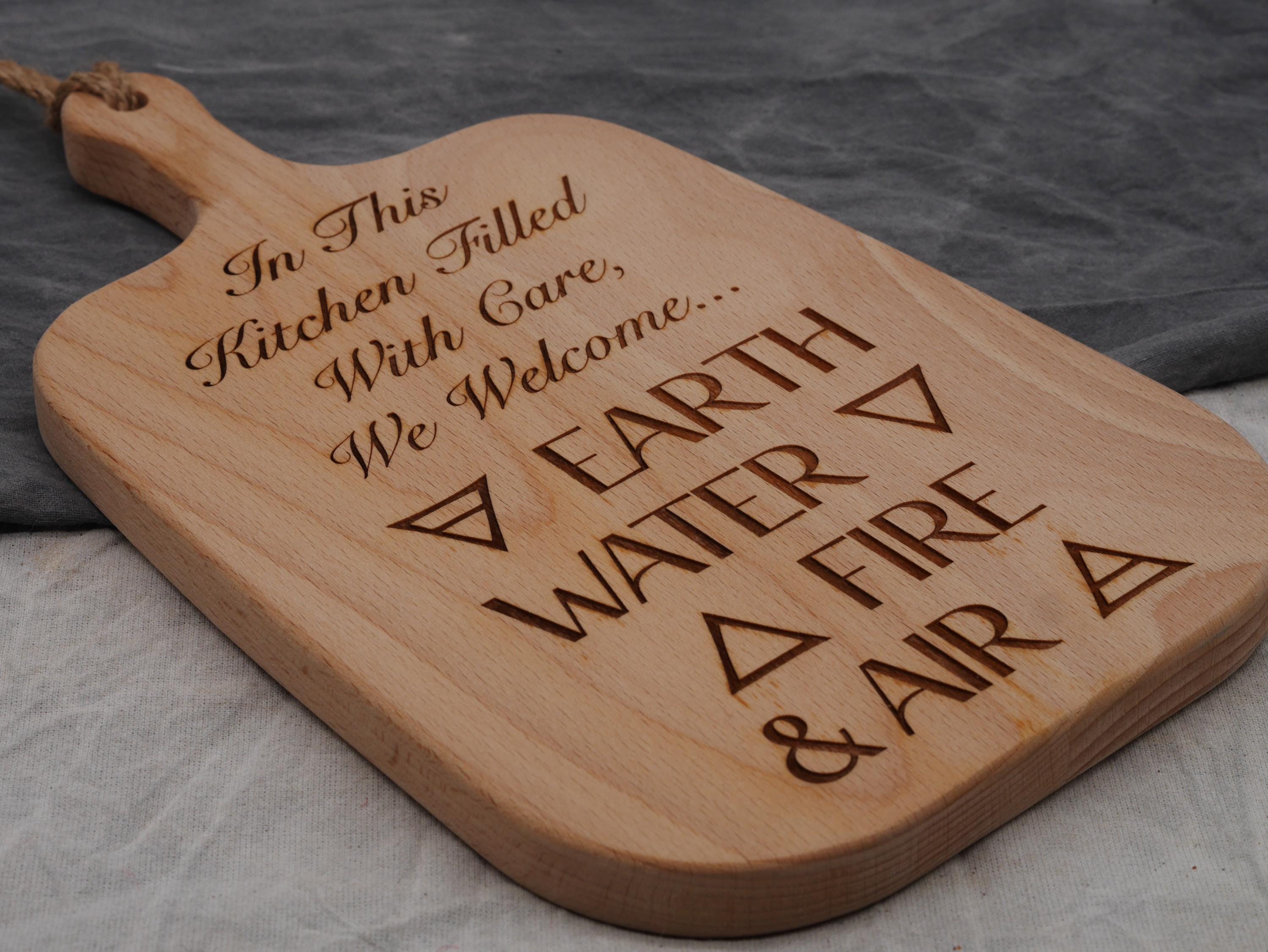 Kitchen Witch Cutting Board: Calling the Corners - Blessing - Decor