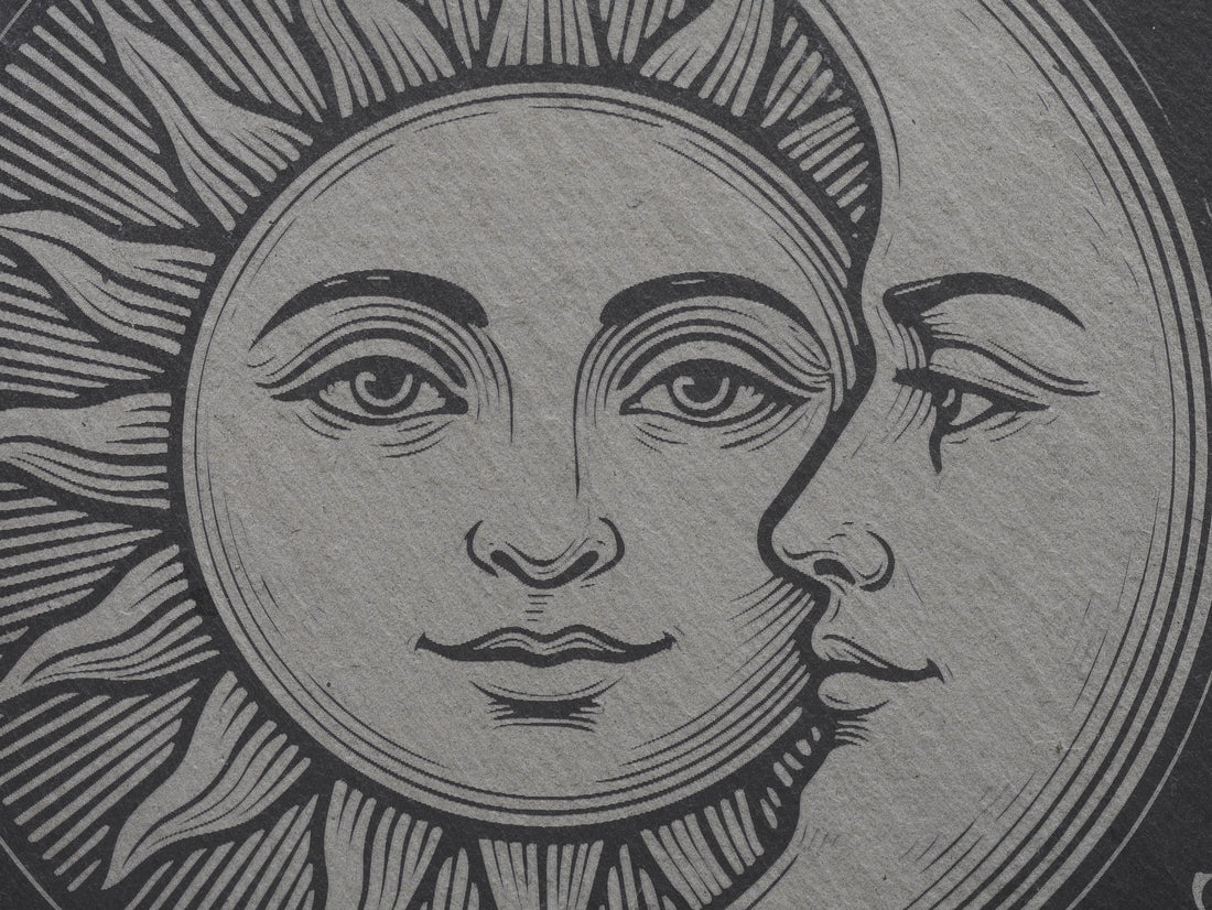 Bohemian Sun &amp; Moon Pendulum Board on Natural Slate -Divination - Altar Piece