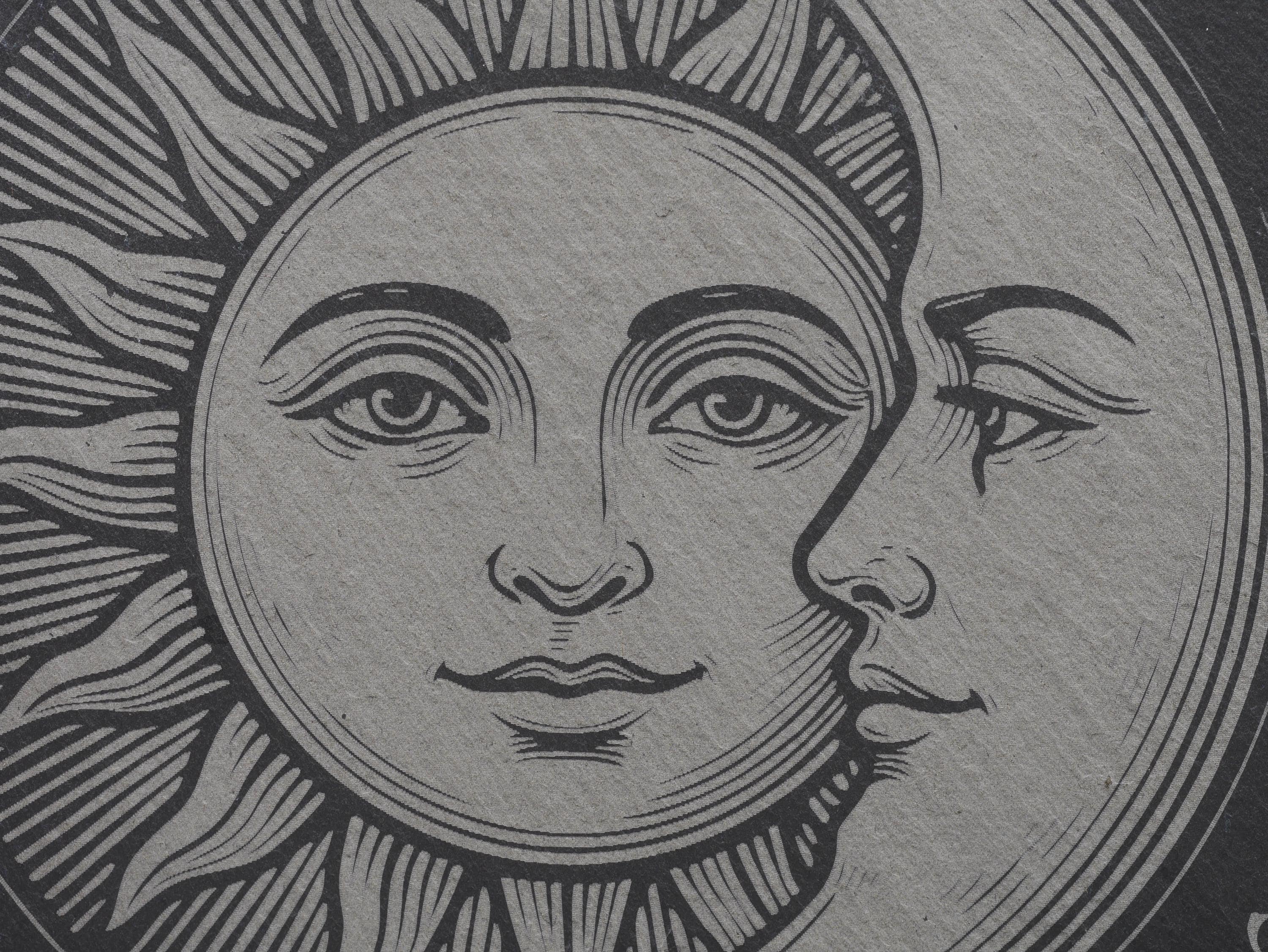 Bohemian Sun &amp; Moon Pendulum Board on Natural Slate -Divination - Altar Piece