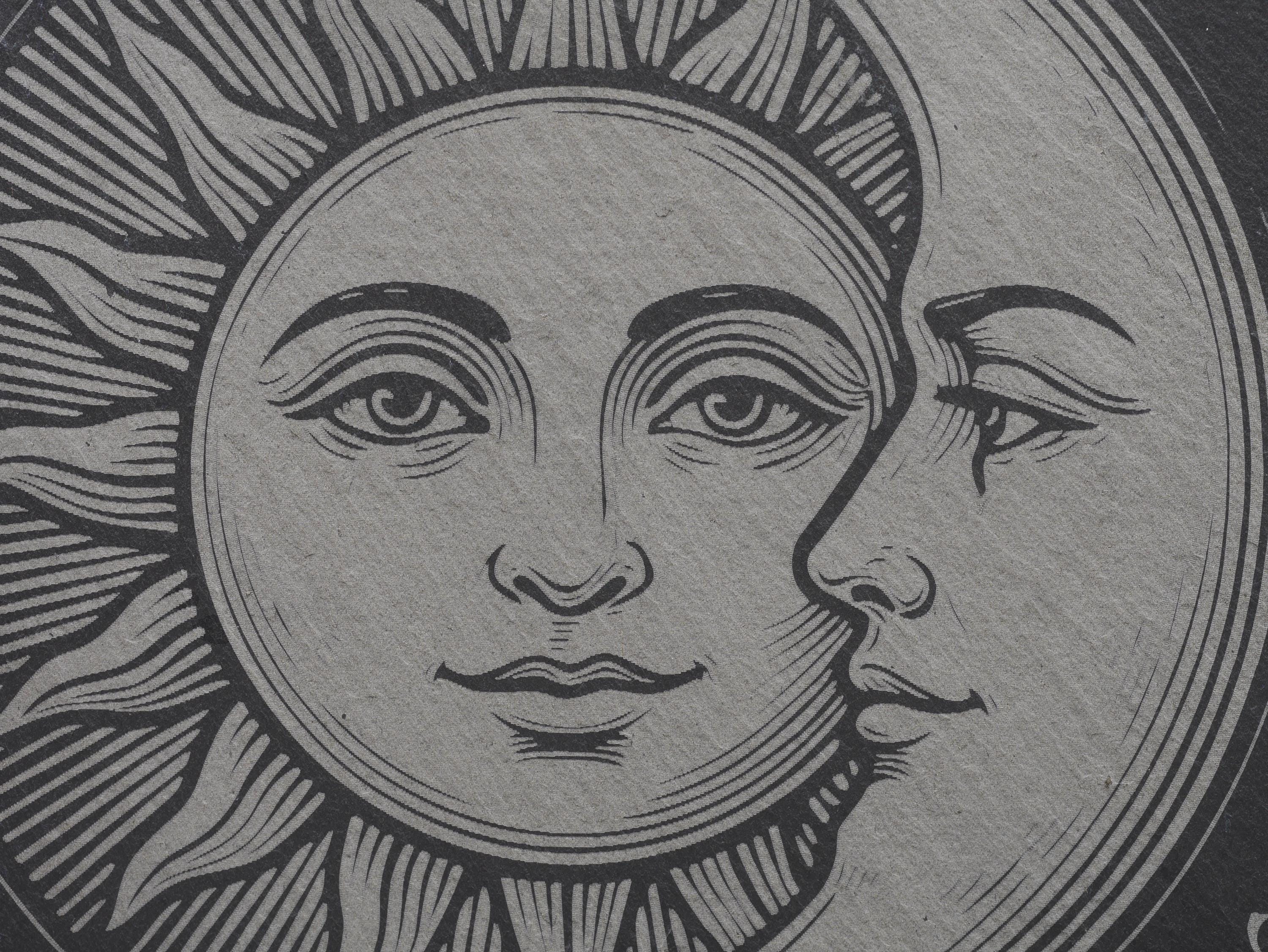 Bohemian Sun &amp; Moon Pendulum Board on Natural Slate -Divination - Altar Piece