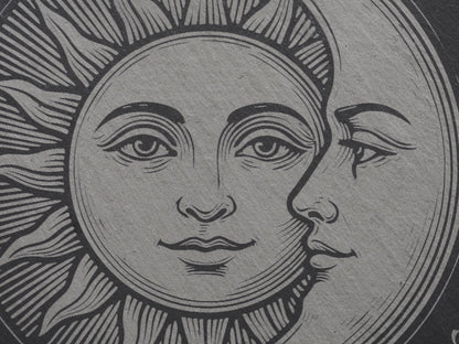 Bohemian Sun &amp; Moon Pendulum Board on Natural Slate -Divination - Altar Piece