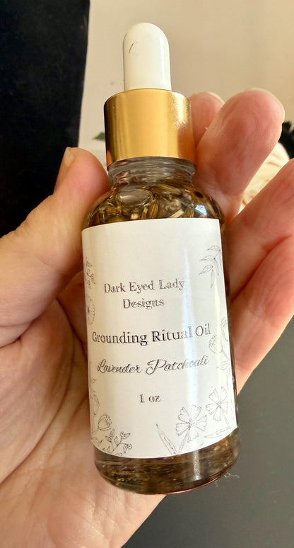 Grounding Ritual Anointing Oil with Essential Oils, Herbs.