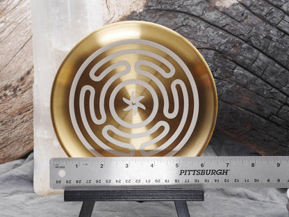 Gold Tone Strophalos of Hecate Altar Tray - Engraved Stainless Steel