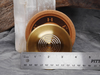 Gold Tone Hecate Mini Altar Set - Offering / Candle Bowl and Cork Tray