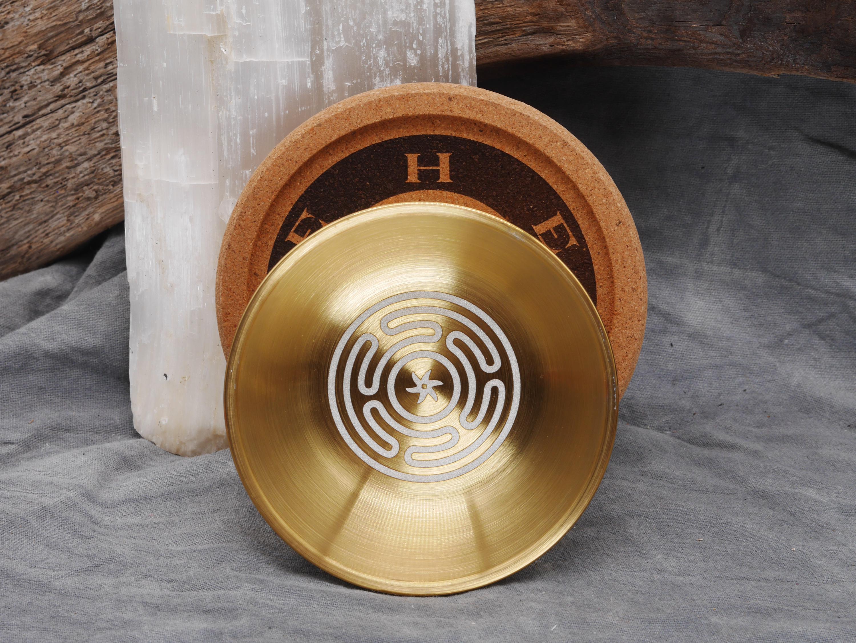 Gold Tone Hecate Mini Altar Set - Offering / Candle Bowl and Cork Tray