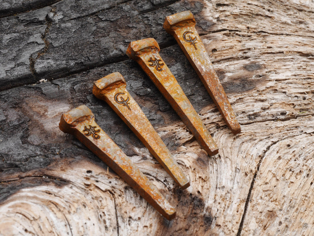 Rusty Coffin Nails Engraved With Hecate&amp;