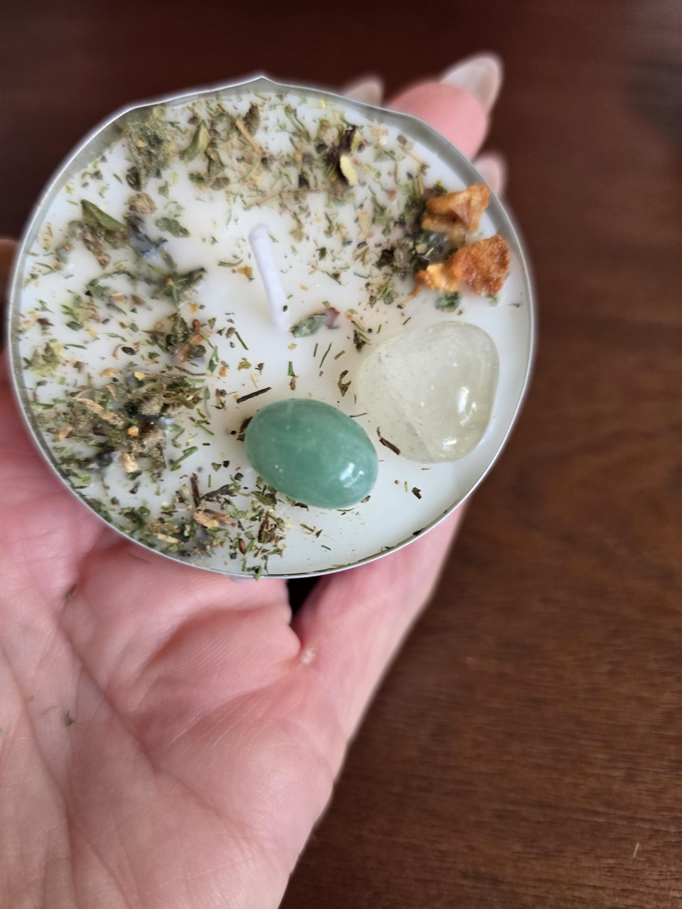 JUMBO Intention Tea Lights | Dressed Ritual Candles with Herbs &amp; Crystals