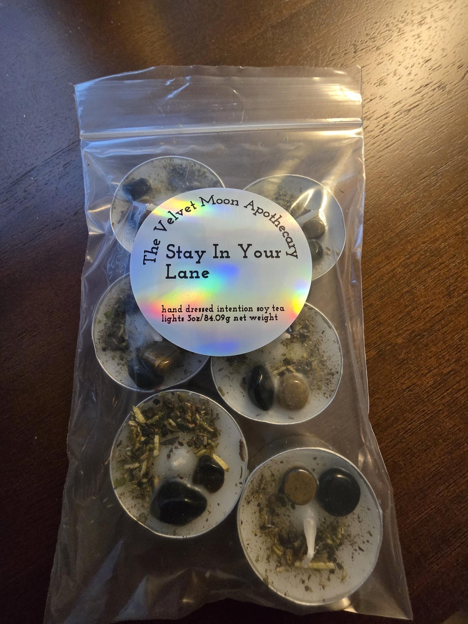 Handcrafted Intention Tea Lights | Dressed Ritual Candles with Herbs &amp; Crystals,Love, Protection, Money, Spellwork